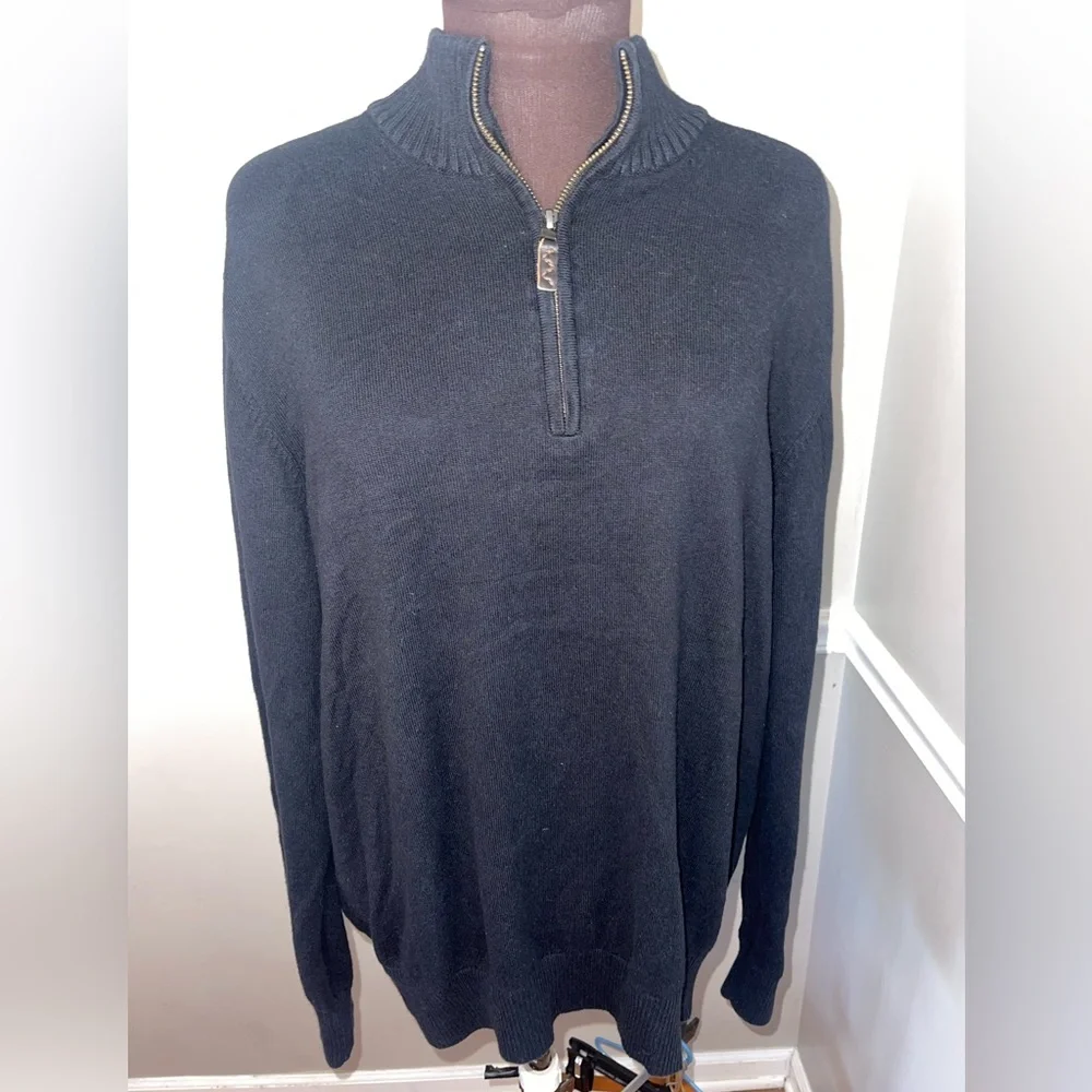 Eddie Bauer Mens Cashmere Blend Black 1/ 4 Zip Sweater Size XL
